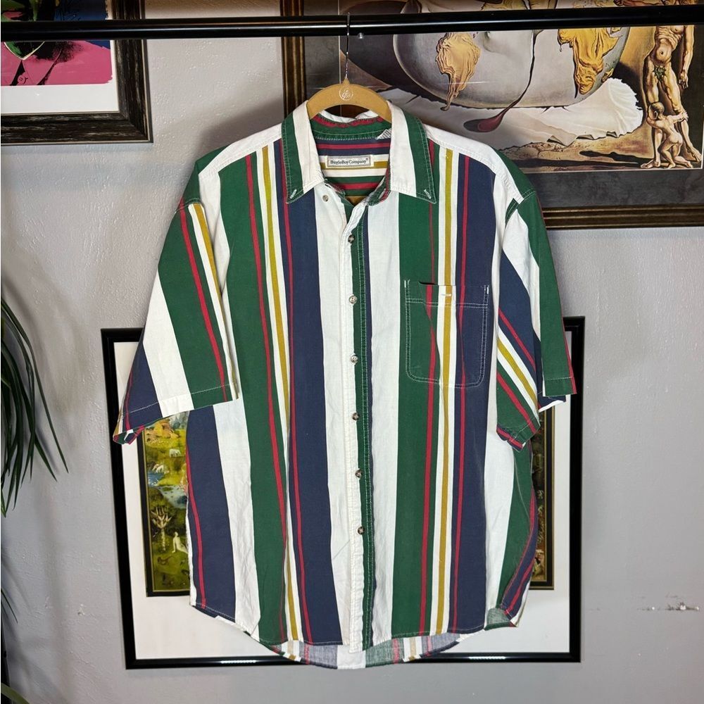 Vintage Multicolor Striped Bugle Boy Button Up Shirt